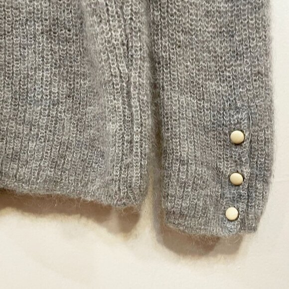 EUC Sezane Robin Mohair Alpaca Reversible Deep-V Sweater Grey XS - Picture 8 of 11